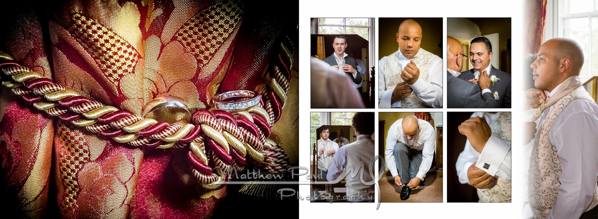 Groom getting ready, castle wedding