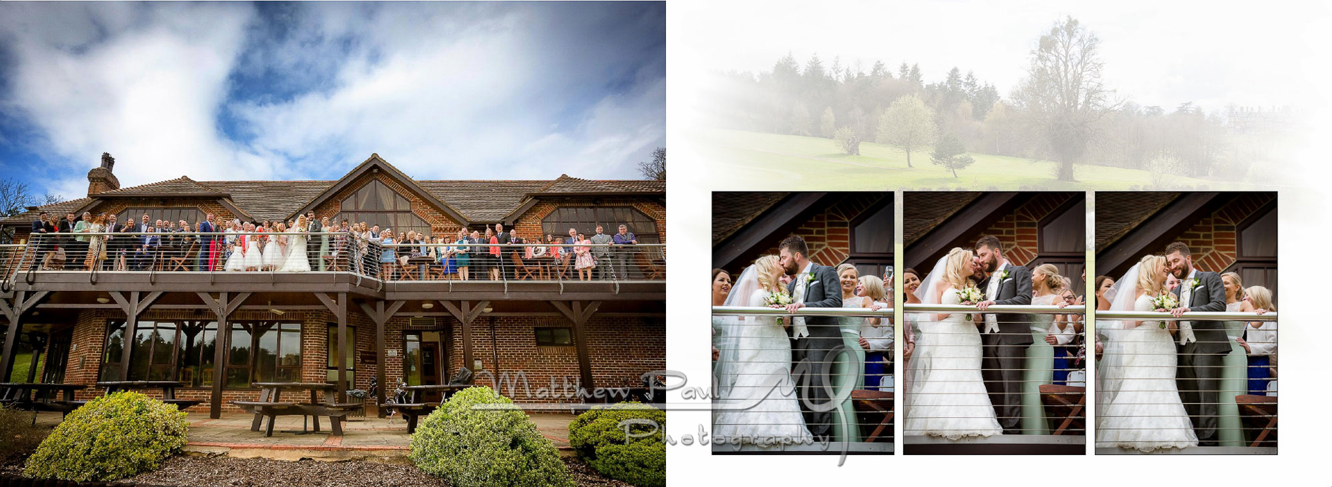 Westerham wedding, balcony group photo